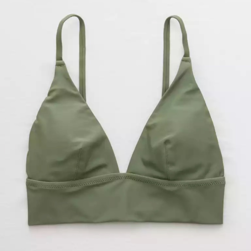 Aerie Longline Triangle Bikini Top - Olive Green